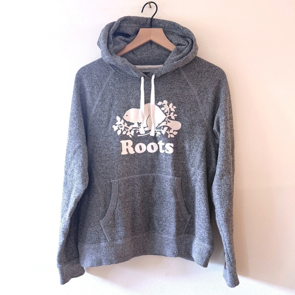 Roots Gray Heather Hoodie with White Logo